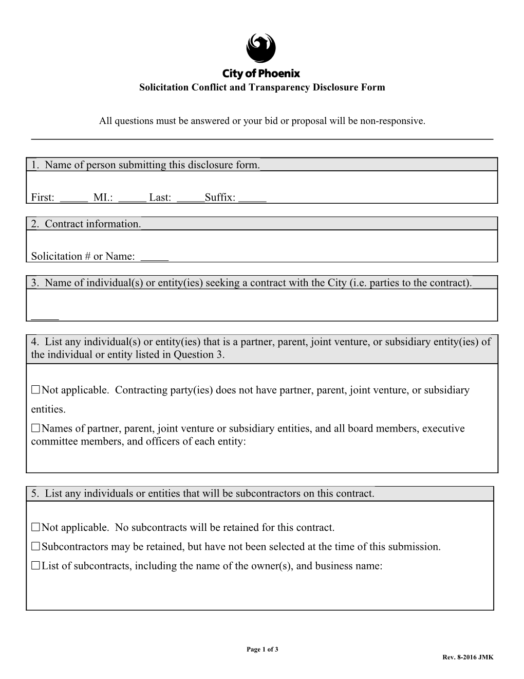 Solicitation Transparency Disclosure Form