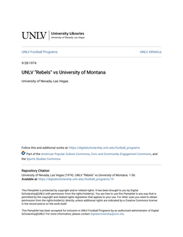 UNLV "Rebels" Vs University of Montana