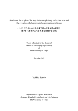 Studies on the Origin of the Hypothalamus-Pituitary Endocrine Axis and the Evolution of Glycoprotein Hormones in Amphioxus