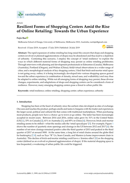 Resilient Forms of Shopping Centers Amid the Rise of Online Retailing: Towards the Urban Experience