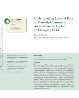 Understanding Law and Race As Mutually Constitutive: an Invitation to Explore an Emerging Field