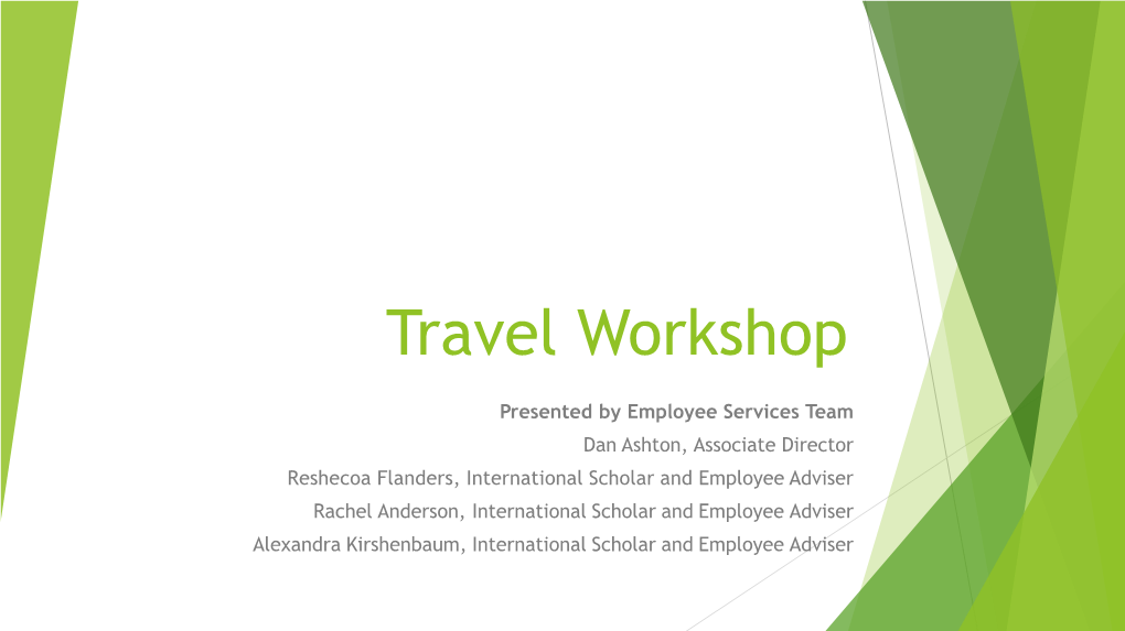 Travel Workshop Powerpoint