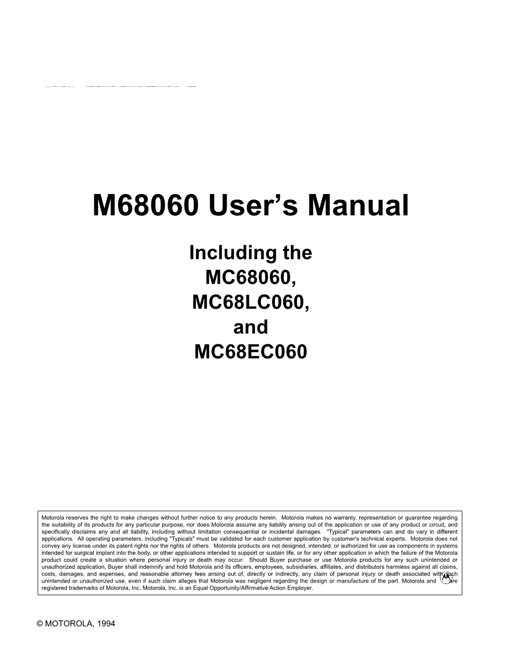 M68060 User's Manual