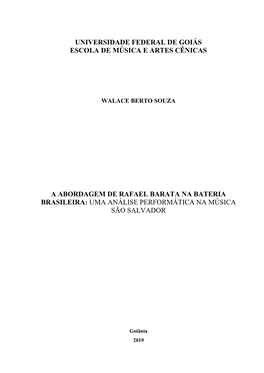 A Abordagem De Rafael Barata Na Bateria Brasileira: Uma Análise Performática Na Música São Salvador