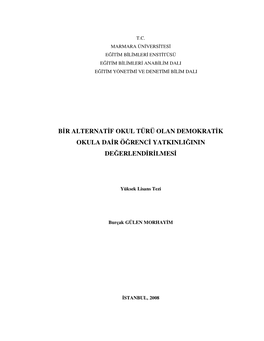 Bir Alternatif Okul Türü Olan Demokratik Okula Dair