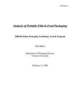 Analysis of Peelable Film in Food Packaging