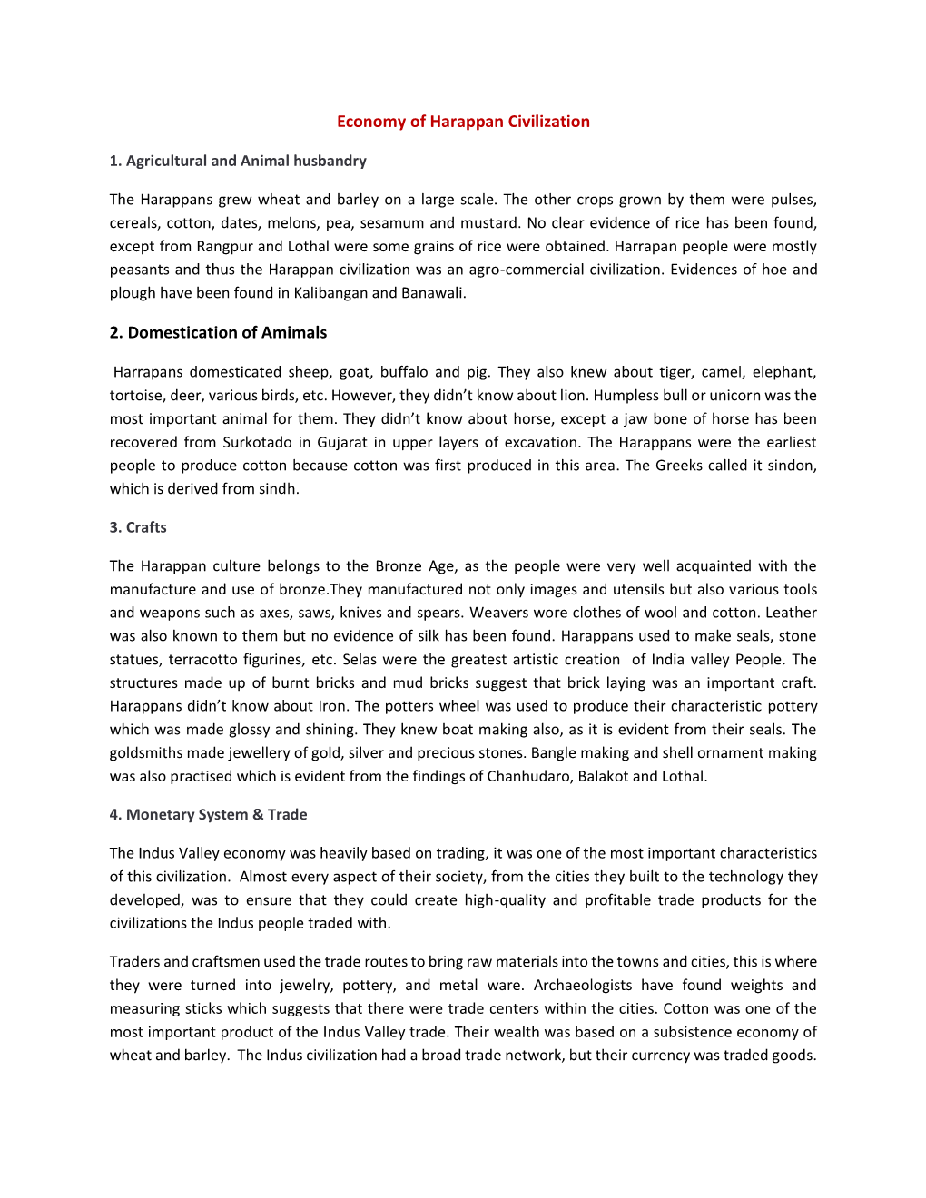 Economy Of Harappan Civilization Domestication Of Amimals Docslib