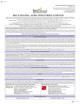 Bio Ethanol Agro Industries Limited