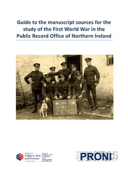 Guide to the Manuscript Sources for the Study of the First World War in the Public Record Office of Northern Ireland