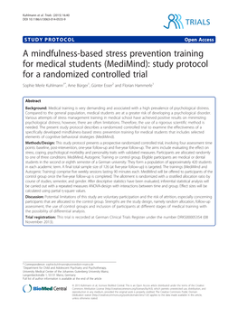 A Mindfulness-Based Stress Prevention Training