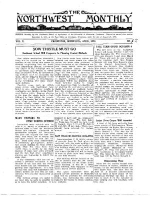 Northwest Monthly 1926 Vol 10 No 5 April.Pdf (273.9Kb Application/Pdf)