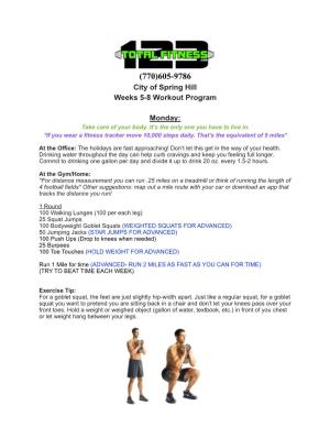 COSH Phase 2 Workouts