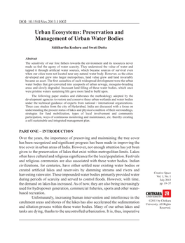 Urban Ecosystems: Preservation and Management of Urban Water Bodies