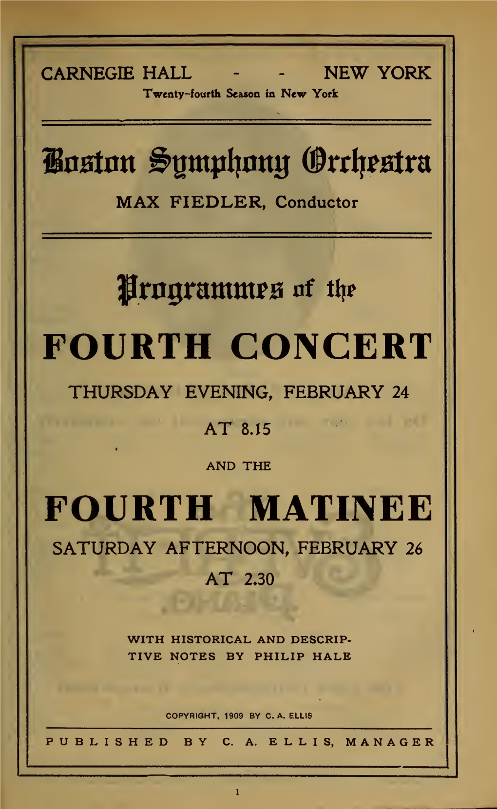 Boston Symphony Orchestra Concert Programs, Season 29,1909