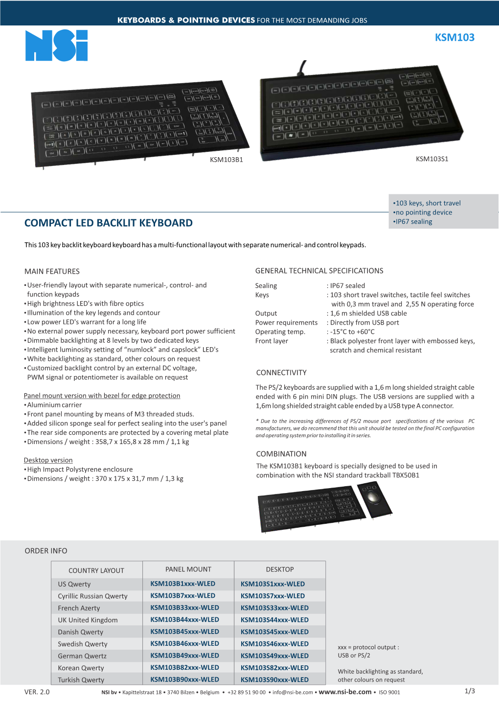 Compact Led Backlit Keyboard Ksm103