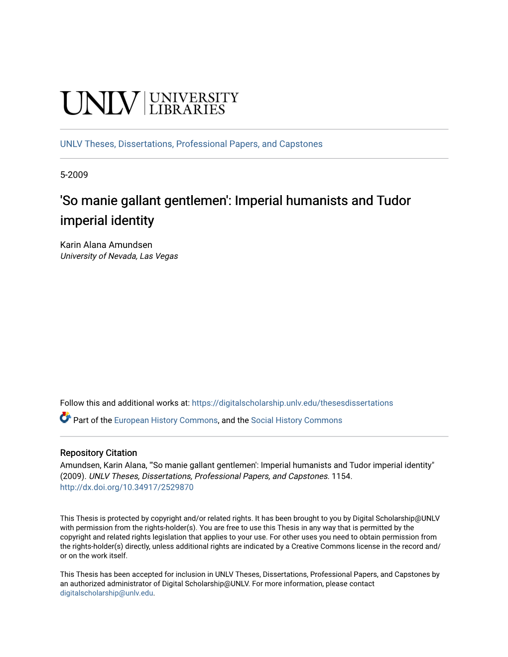 So Manie Gallant Gentlemen': Imperial Humanists and Tudor Imperial Identity