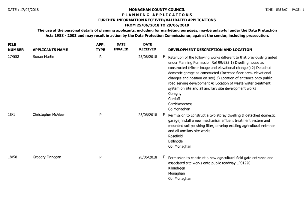 File Number Date : 17/07/2018 Monaghan County Council