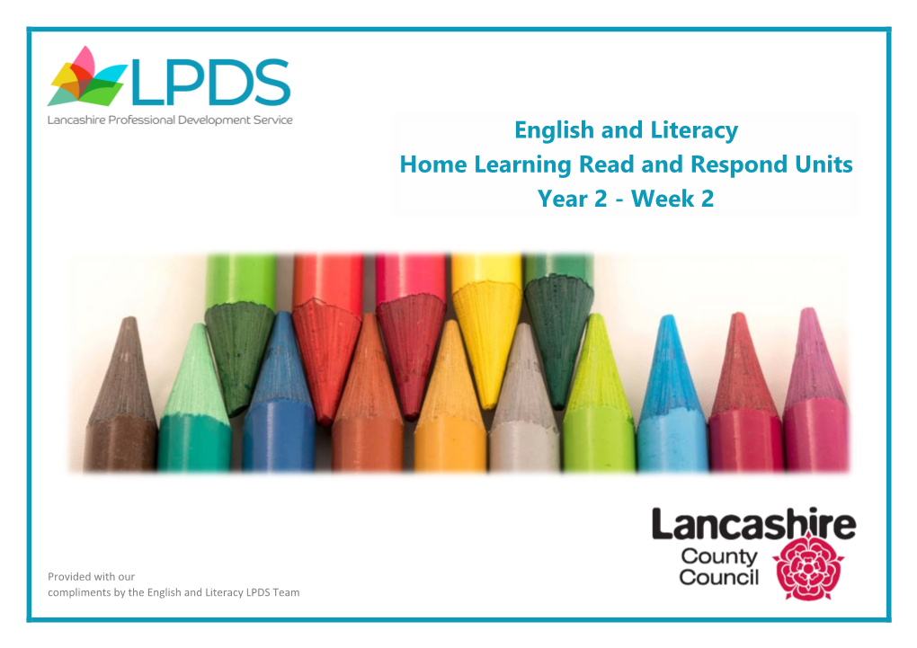 English and Literacy Home Learning Read and Respond Units Year 2 - Week 2