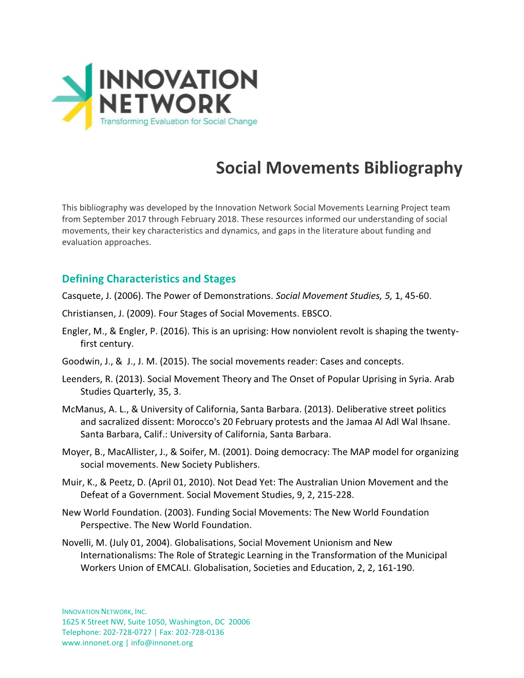 Social Movements Bibliography