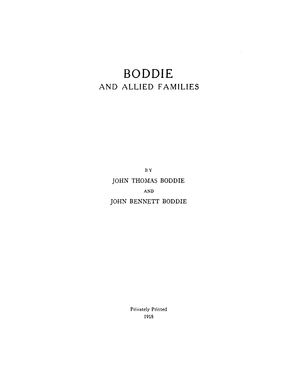 Boddie and Allied Families