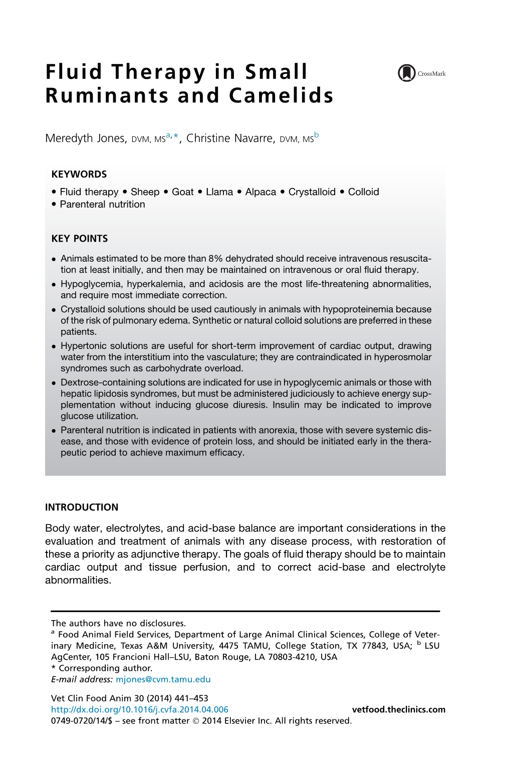 Fluid Therapy in Small Ruminants and Camelids