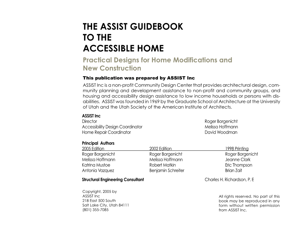 The Assist Guidebook to the Accessible Home