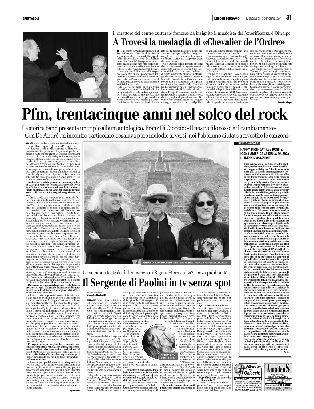 Pfm, Trentacinque Anni Nel Solco Del Rock La Storica Band Presenta Un Triplo Album Antologico