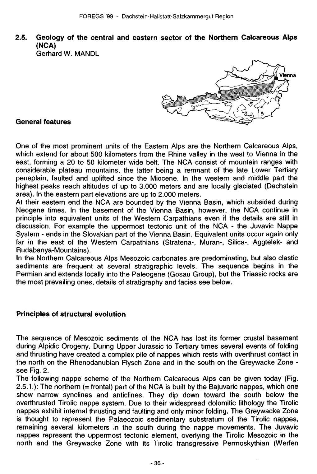 2.5. Geology of the Central and Eastern Sector of the Northern Calcareous Alps (NCA) Gerhard W