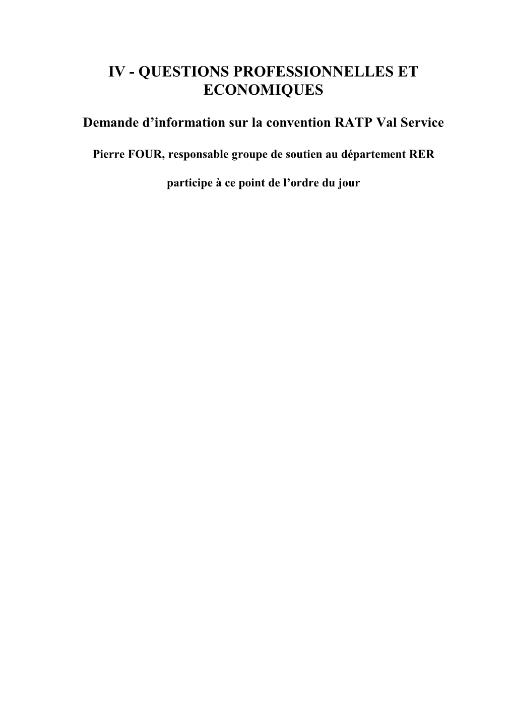 Information Sur La Convention RATP Val Service