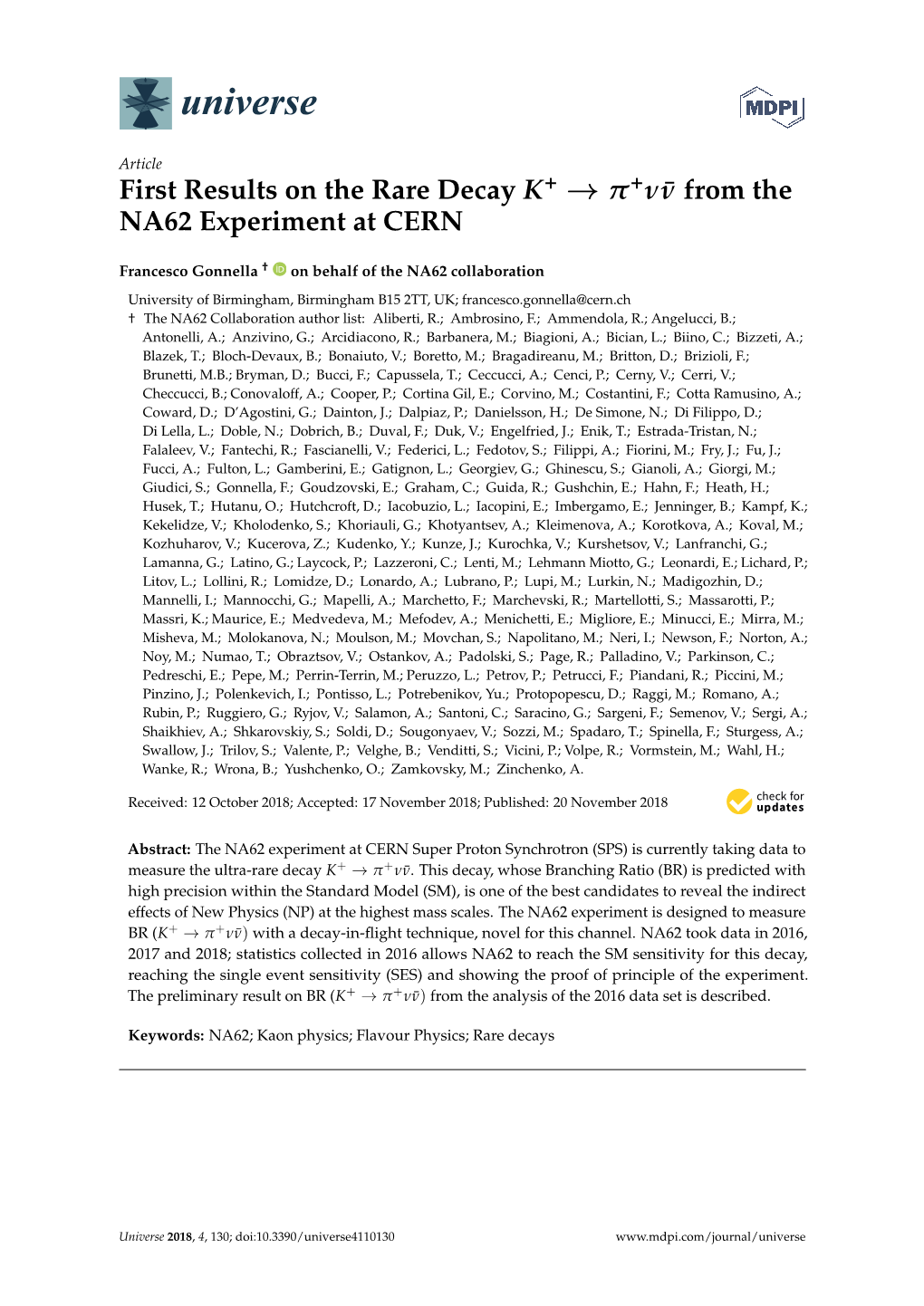 First Results on the Rare Decay K++ from the NA62 Experiment at CERN