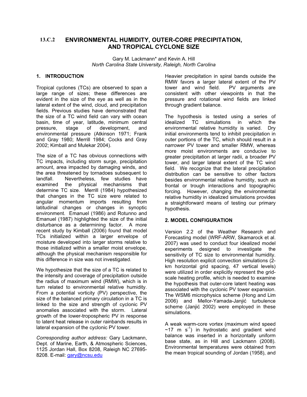 Environmental Humidity, Outer-Core Precipitation, and Tropical Cyclone Size