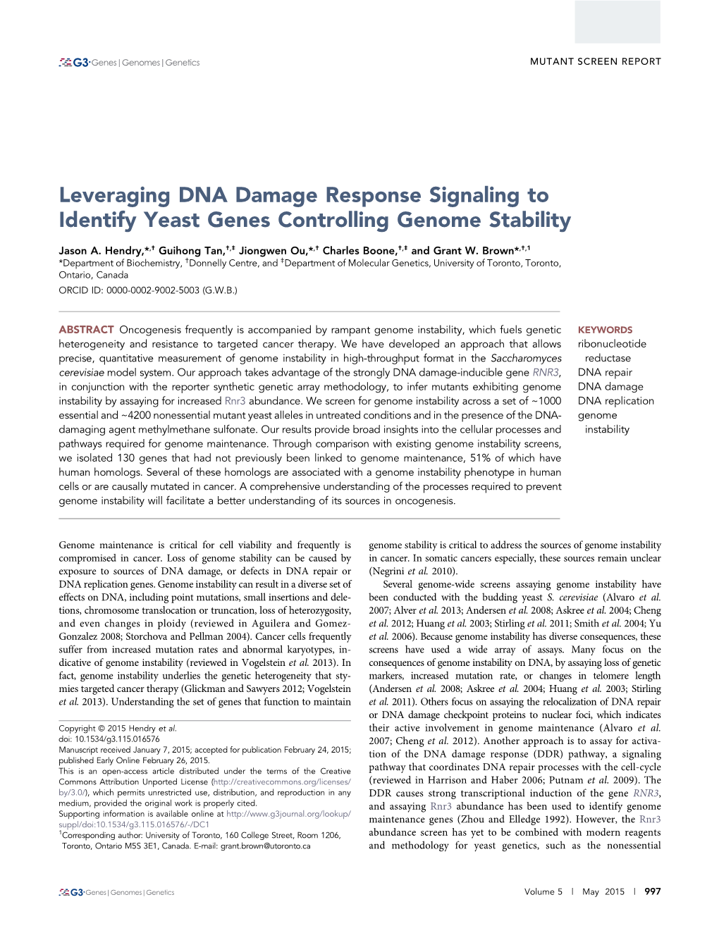 Leveraging DNA Damage Response Signaling to Identify Yeast Genes Controlling Genome Stability