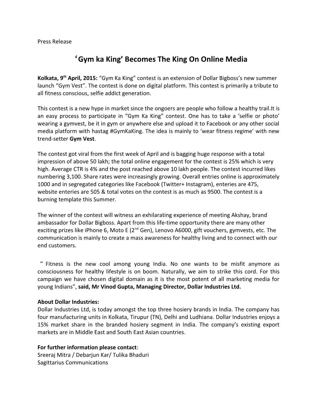 Gym Ka King Becomes the King on Online Media