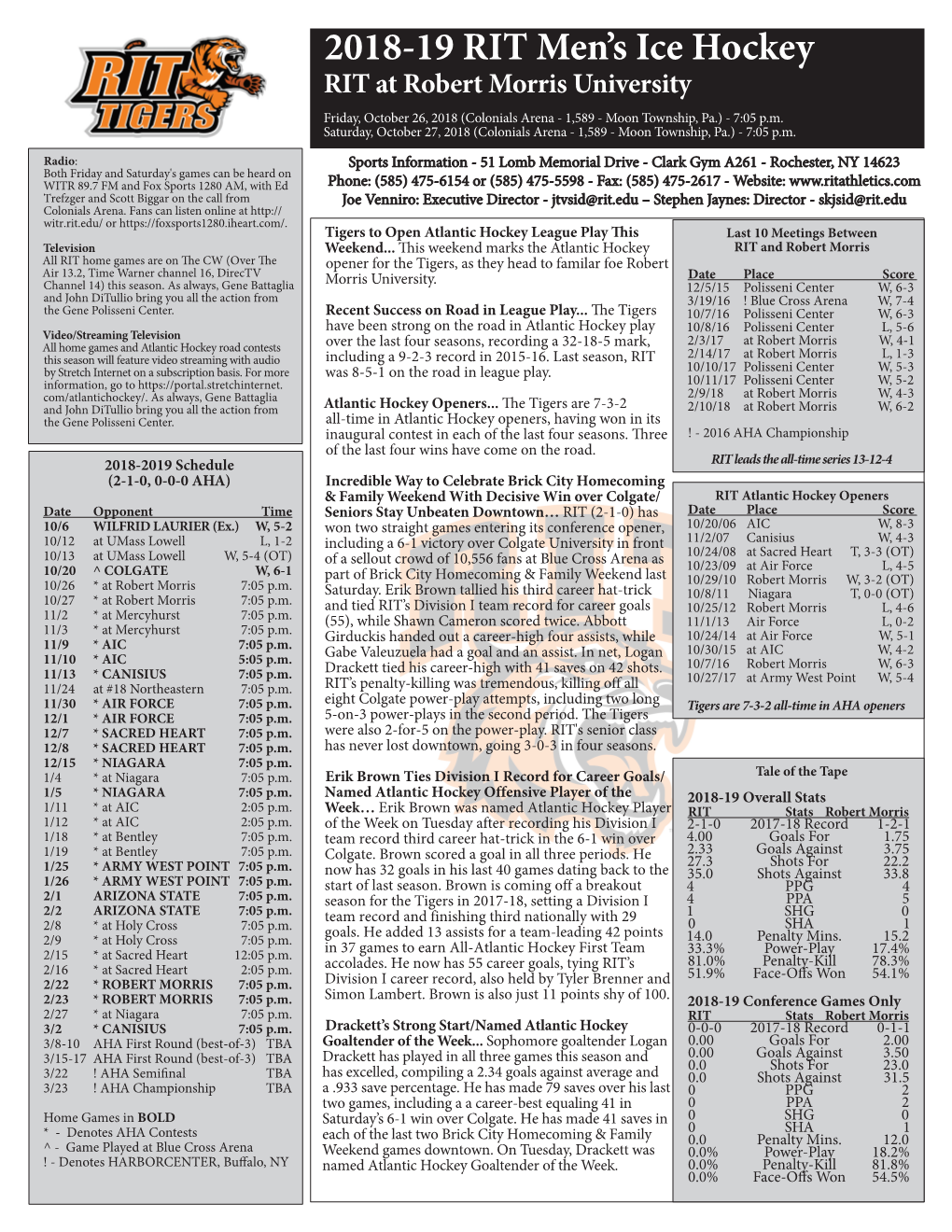 2018-19 RIT Men's Ice Hockey