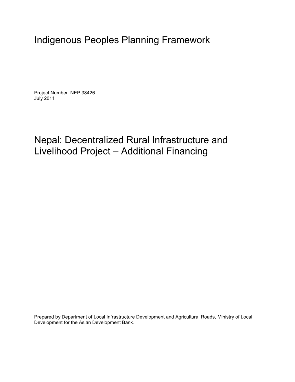 IPPF: Nepal: Decentralized Rural Infrastructure and Livelihood Project
