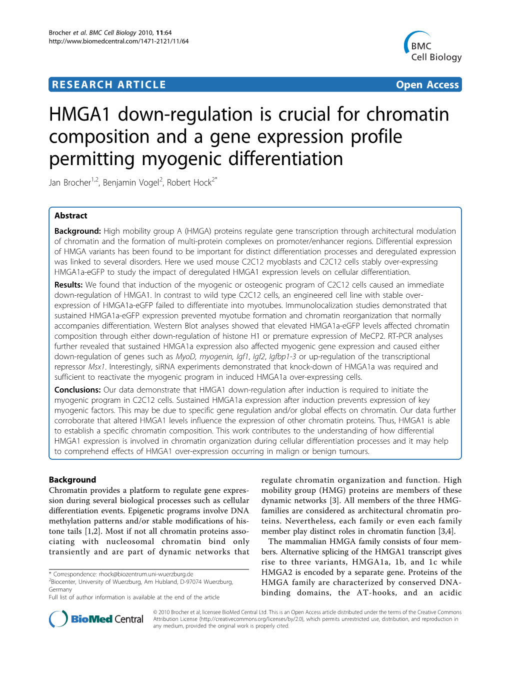 HMGA1 Down-Regulation Is Crucial for Chromatin Composition and a Gene