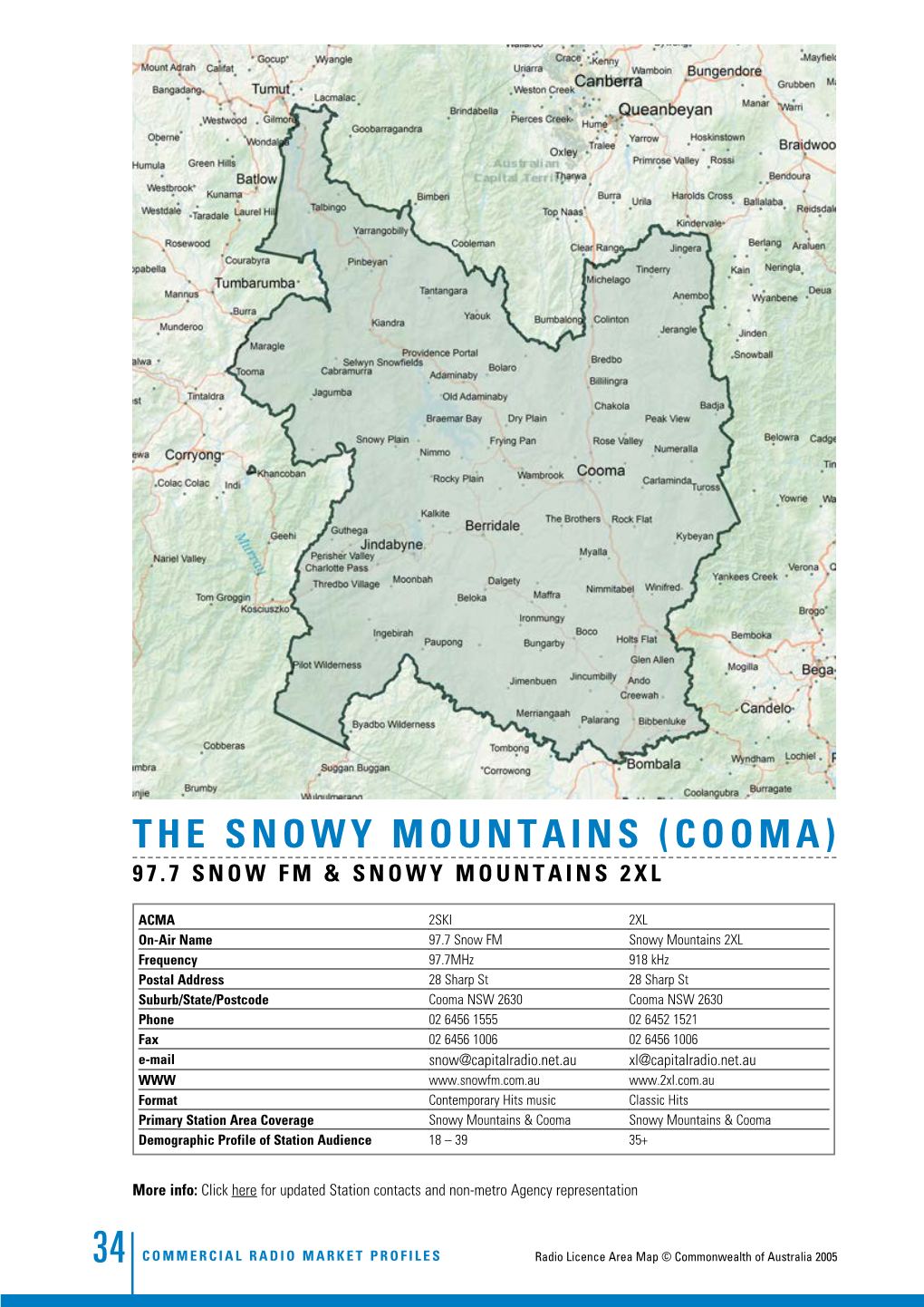 The Snowy Mountains (Cooma) 97.7 SNOW FM & SNOWY MOUNTAINS 2XL