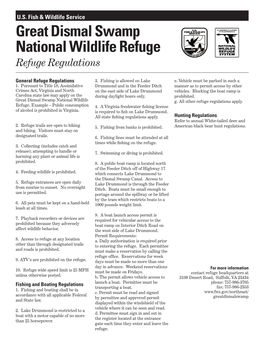 Great Dismal Swamp National Wildlife Refuge Refuge Regulations