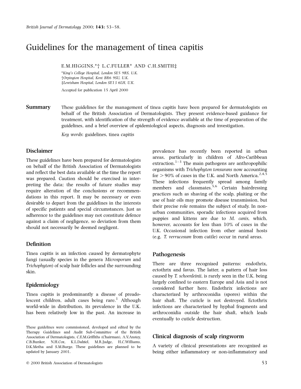 Guidelines For The Management Of Tinea Capitis Docslib 6604