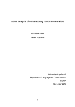 Genre Analysis of Contemporary Horror Movie Trailers