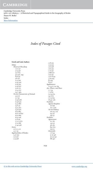 Index of Passages Cited