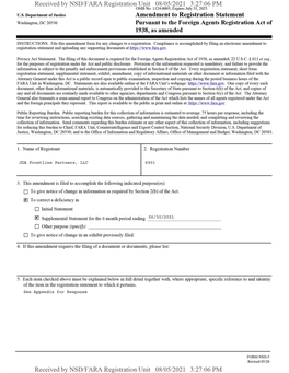 Amendment to Registration Statement Washington, Dc 20530 Pursuant to the Foreign Agents Registration Act of 1938, As Amended