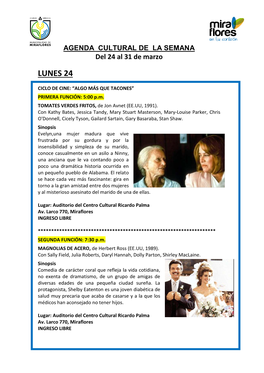 AGENDA CULTURAL Del 24 31 De Marzox