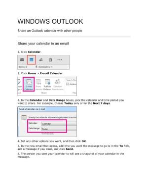 Windows Outlook Calendar Sharing How To
