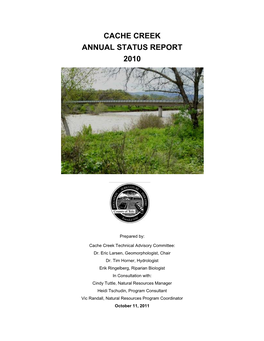 Cache Creek Annual Status Report 2010