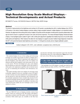 High Resolution Gray Scale Medical Displays - Technical Developments and Actual Products