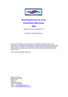 Breeding Bird Survey of the Peak District Moorlands 2004 Moors for the Future Report No 1