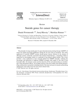 Suicide Genes for Cancer Therapy