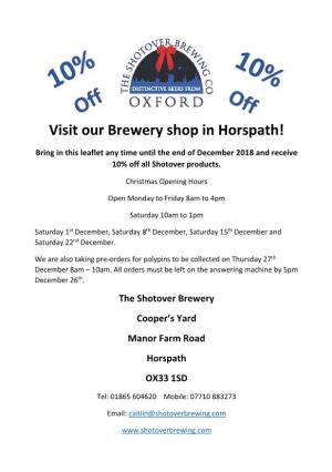 Visit Our Brewery Shop in Horspath!