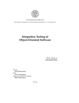 Integration Testing of Object-Oriented Software